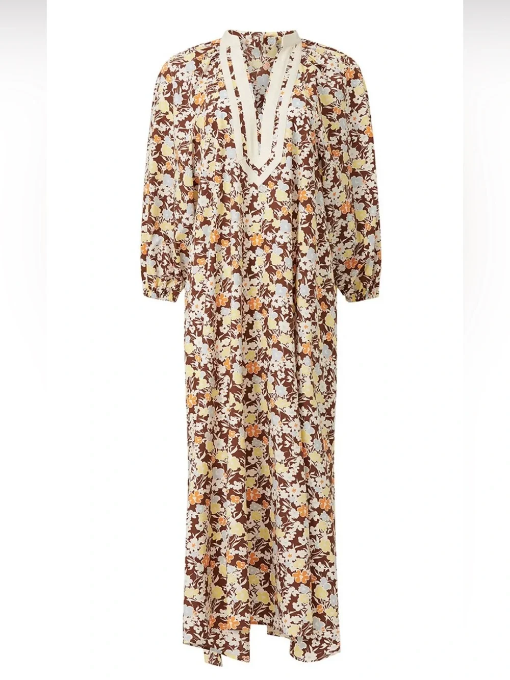 NWT Tory Burch Reverie Floral Balloon Sleeve Cotton Caftan Dress Size Small